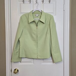 Casual Corner Light Green Jacket with Gold Accents